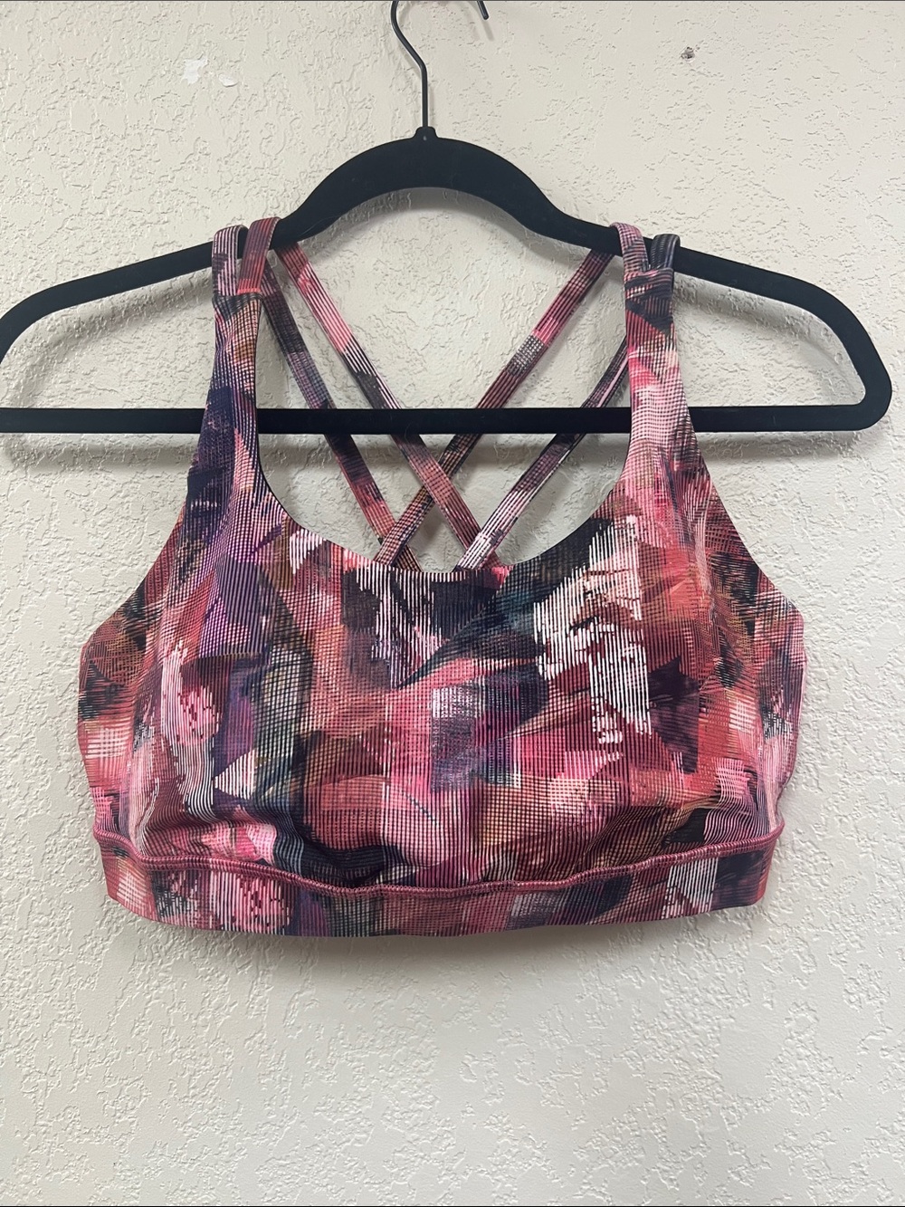lululemon athletica Pink & Purple Abstract Strappy Sports Bra